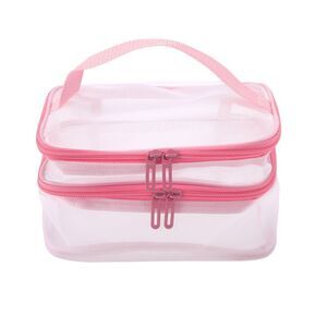 Large Capacity Visible Makeup Bag for Vacation Business Travel Pink